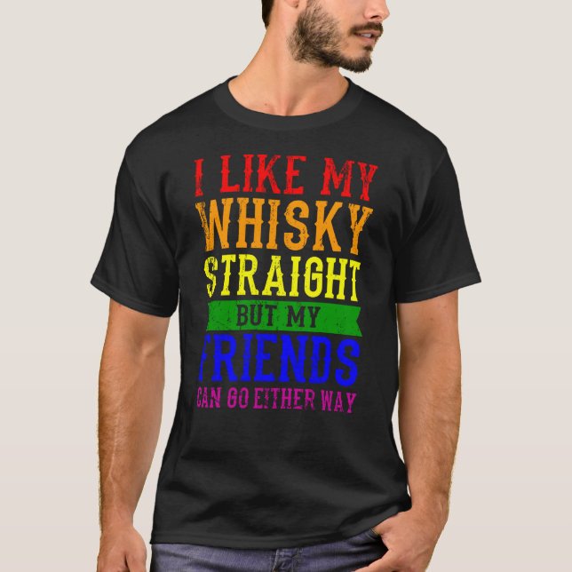 T-shirt J'AIME MON WHISKY DROIT LGBT Pride Moth LGBTQ (Devant)
