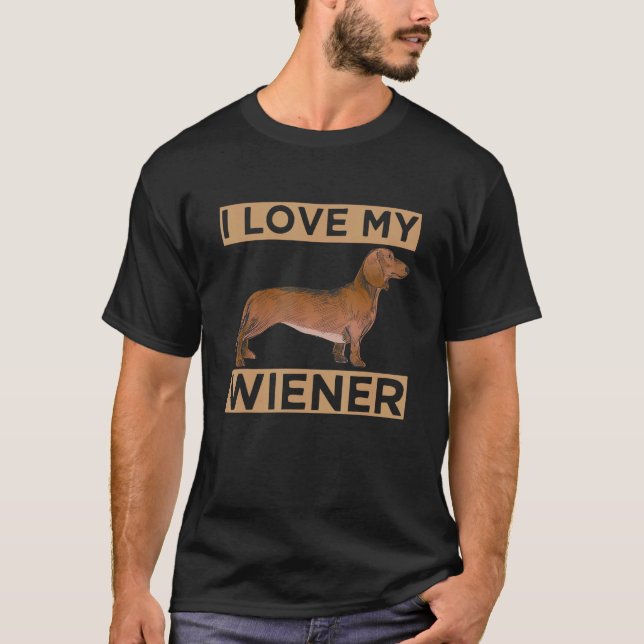 T-shirt J'Aime Mon Wiener Dachshund Weiner Dons (Devant)