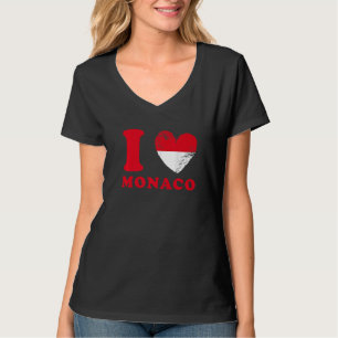 T-shirt J'aime Monaco Drapeau en forme de cœur Monaco 1