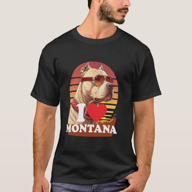 T-shirt J'aime Montana Chien (Devant)