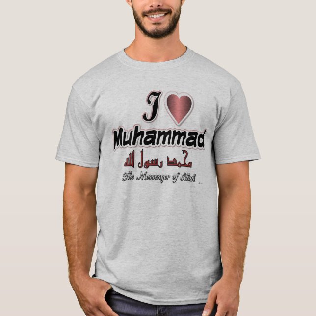 T-shirt J'aime Muhammad, le messager d'Allah (Devant)