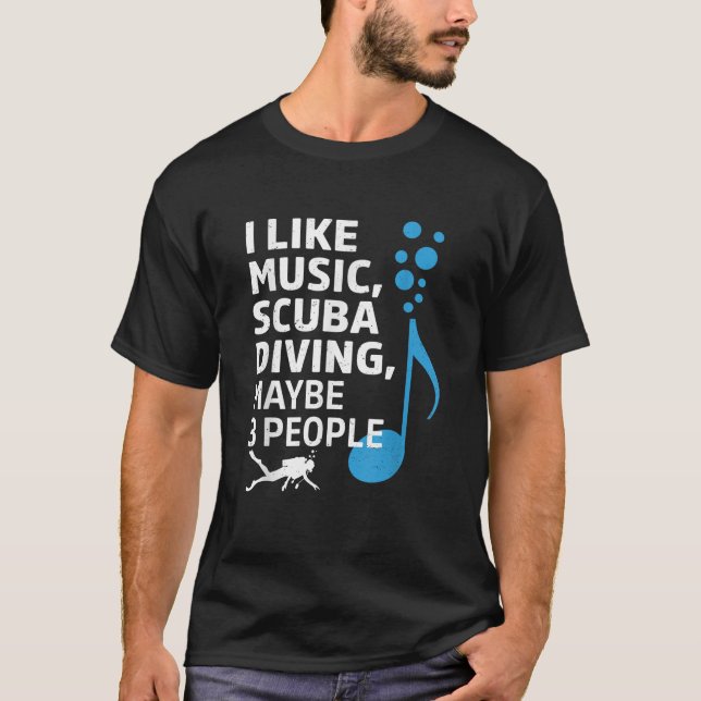 T-shirt J'Aime Musique Plongée Peut-Être Trois Personnes D (Devant)