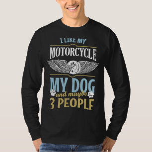 T-shirt J'aime My Motorcycle Chien 3 personnes Vêtements B