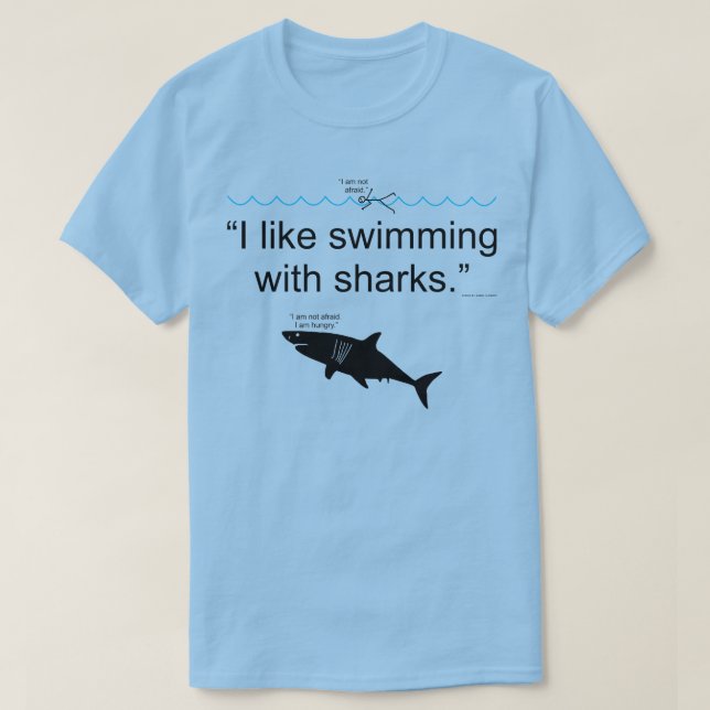 T-shirt J'Aime Nager Avec Des Requins (Design devant)