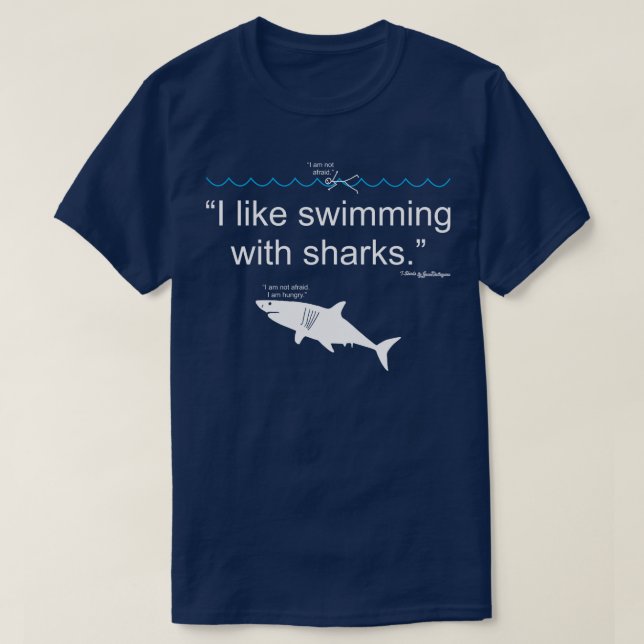 T-shirt J'aime nager avec les requins (Design devant)