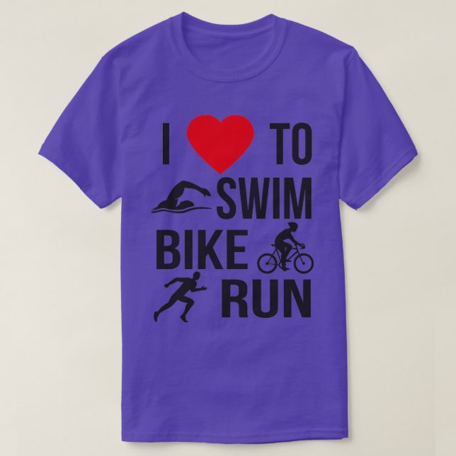 T-shirt J'Aime Nager Vélo Course Sport Triathlète 3 (Design devant)