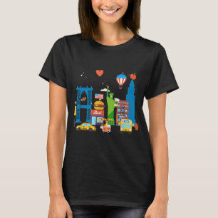 T-shirt J'aime New York City NY Icons Souvenir Cadeau