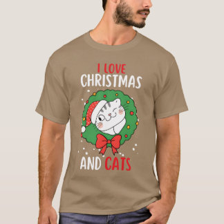 T-shirt J'Aime Noël Et Chats Chat Noël vintage