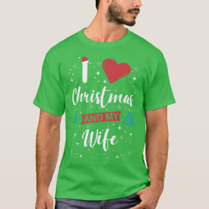 T-shirt J'Aime Noël Et Ma Femme I Snowflakes Xmas Tre