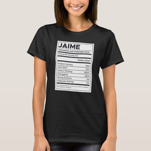 T-shirt Jaime Nutrition Information Problème Résoudre Dur  (Devant)