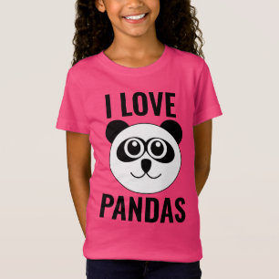T-Shirt J'AIME PANDA PORTE DES ENFANTS FILLES T-SSHIRTS