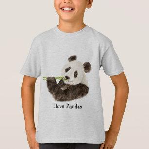 T-shirt J'aime Pandas Ours Asiatique, Aquarelle Animal