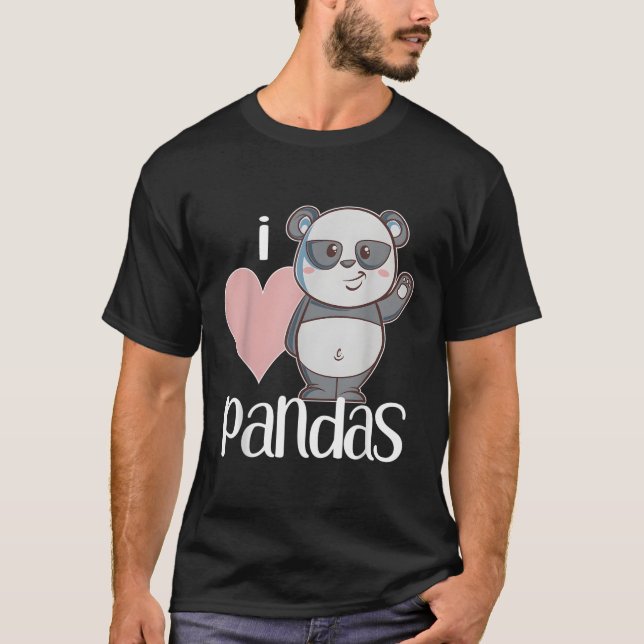 T-shirt J'Aime Pandas Panda Pour (Devant)