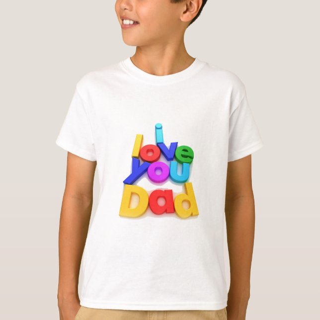 T-shirt J'aime Papa Lettre 3D Colorée (Devant)
