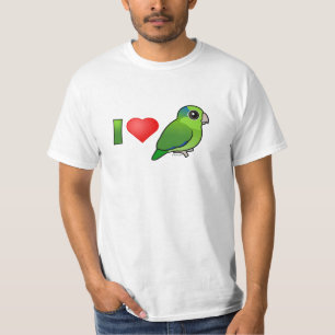 T-shirt J'aime Parrotlets Pacifique (le vert)