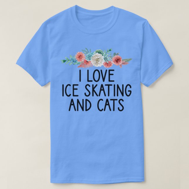 T-shirt J'Aime Patinage Sur Glace Et Chats Joueur Patinage (Design devant)