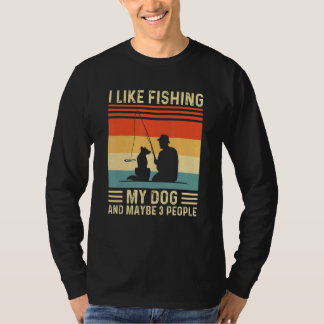 T-shirt J'Aime Pêcher Mon Chien Et Peut-Être 3 Personnes