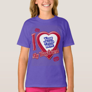 T-shirt J'aime Photo de mon petit ami Rouge Cœur Baiser Vi