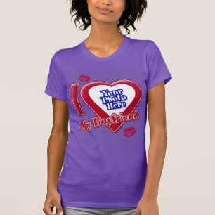 T-shirt J'aime Photo de mon petit ami Rouge Cœur Baiser Vi