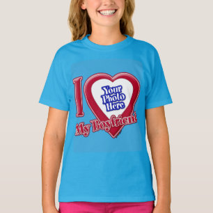 T-shirt J'aime Photo de Mon Petit Ami Rouge Cœur Sarcelle