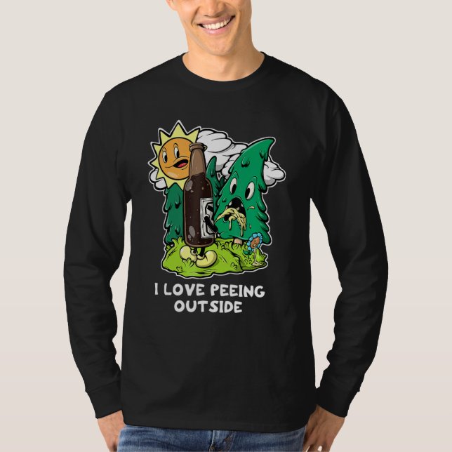 T-shirt J'Aime Pisser Dehors Camping Rétro Boire Hiki (Devant)