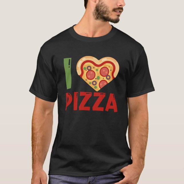T-shirt J'aime Pizza tranche coeur forme nourriture pour f (Devant)