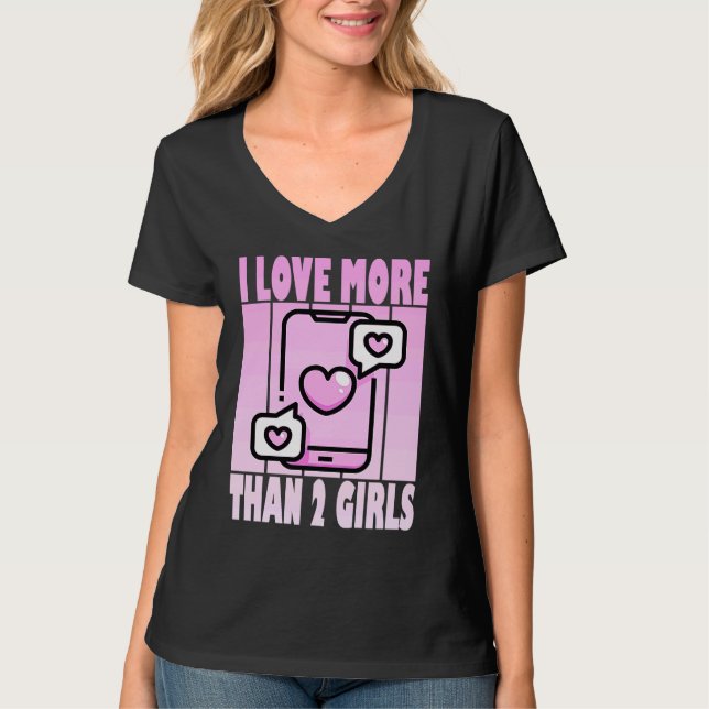T-shirt J'aime plus de 2 filles  Polyamour mignon Casanova (Devant)