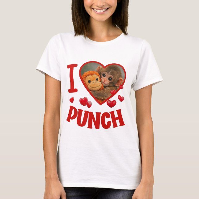 T-shirt J'aime Punch Mignon Bébé Singe Punch, mignon bébé  (Devant)