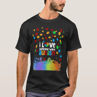 T-shirt J'Aime Quelqu'Un Avec Autisme Sensibilisation Auti