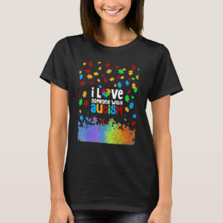T-shirt J'Aime Quelqu'Un Avec Autisme Sensibilisation Auti