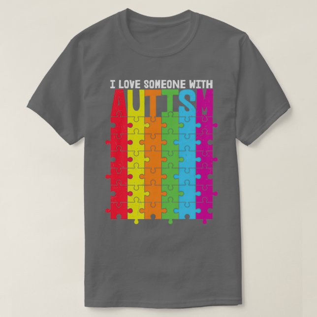 T-shirt J'aime quelqu'un avec l'autisme (Design devant)