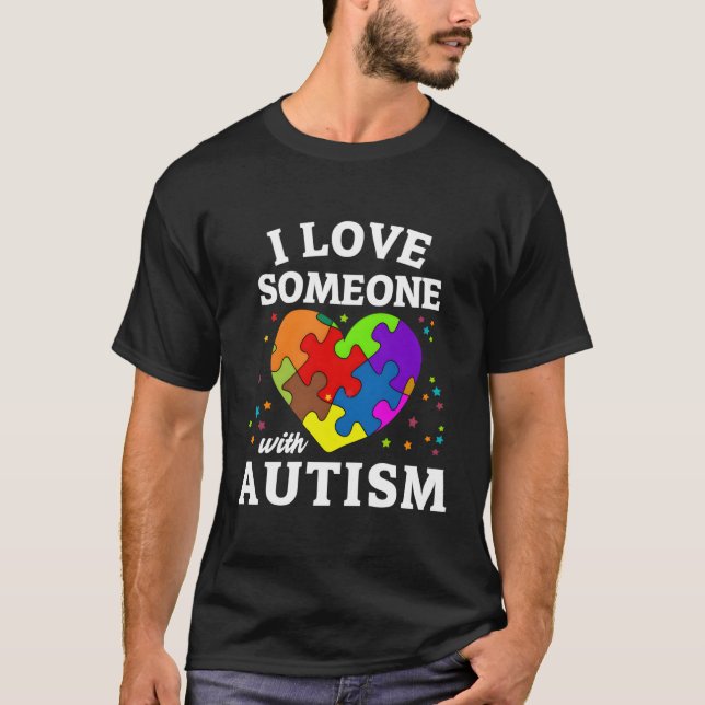T-shirt J'Aime Quelqu'Un Avec L'Autisme (Devant)
