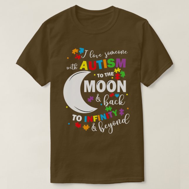 T-shirt J'aime quelqu'un avec l'autisme à la Lune et retou (Design devant)