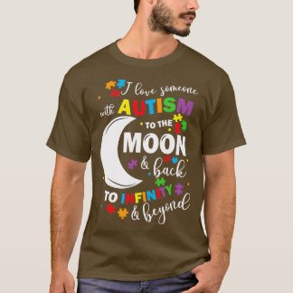 T-shirt J'aime quelqu'un avec l'autisme à la Lune et retou
