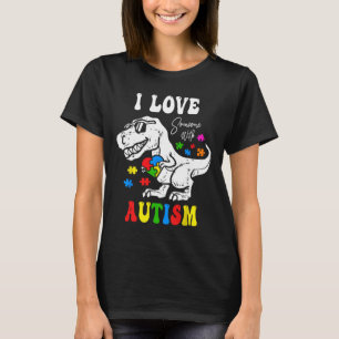 T-shirt J'aime quelqu'un avec l'autisme Famille Cœur T Rex