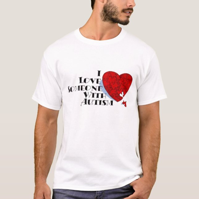 T-shirt J'aime quelqu'un avec le blanc de tee - shirt (Devant)