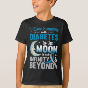 T-shirt J'aime quelqu'un avec le diabète à la Lune et le d