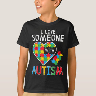 T-shirt J'Aime Quelqu'Un Avec Sensibilisation sur l'autism