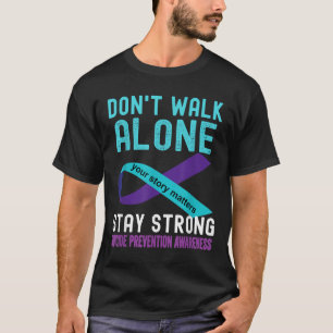 T-shirt J'aime quelqu'un Ruban sarcelle-violet de Préventi