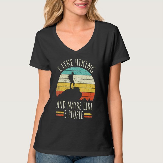 T-shirt J'Aime Randonnée Et Peut-Être 3 Personnes Retro Ca (Devant)