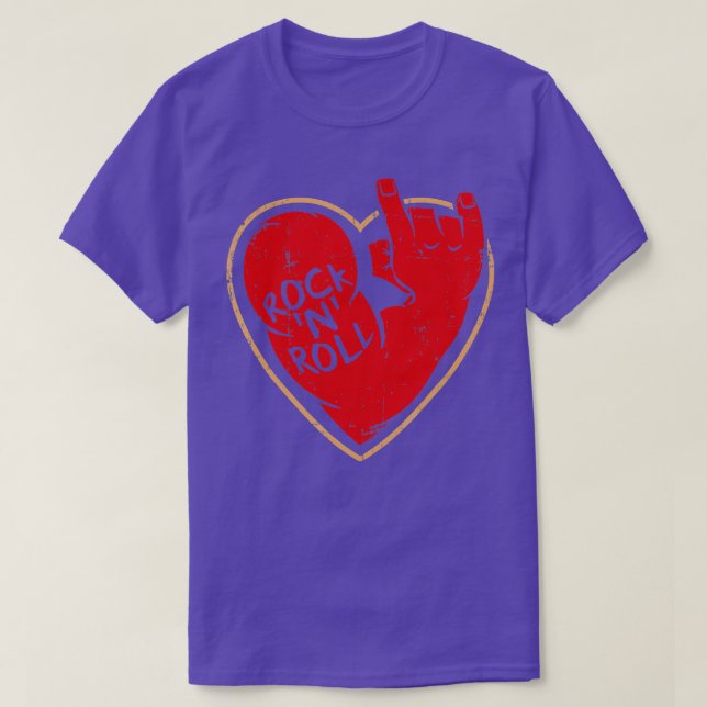 T-shirt J'aime Rock n Roll Heart pour la Saint Valentin (Design devant)