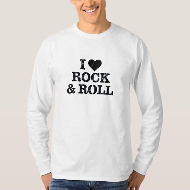 T-shirt J'aime Rock & Roll - Typographie Rétro Grunge (Devant)