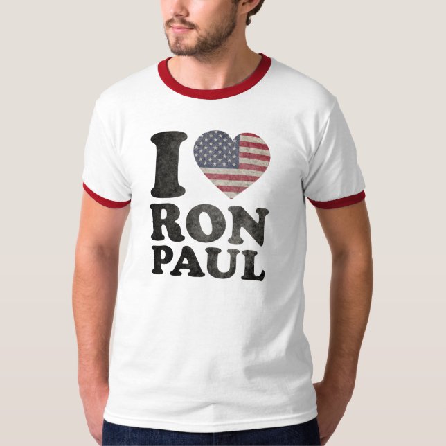 T-shirt J'aime Ron Paul patriote (Devant)