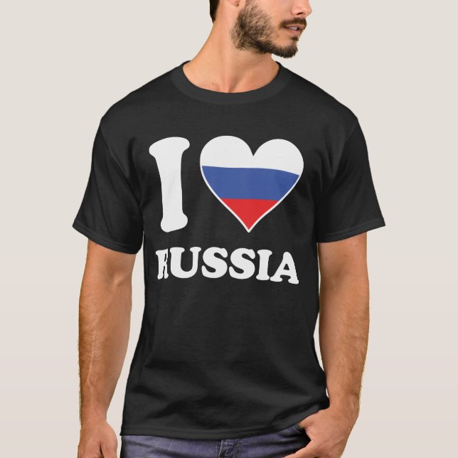 T-shirt J'aime Russie Drapeau Russe Cœur drôle (Devant)