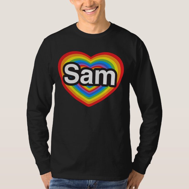 T-shirt J'aime Sam. Je t'aime Sam. Cœur (Devant)