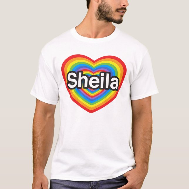 T-shirt J'aime Sheila. Je t'aime Sheila. Coeur (Devant)