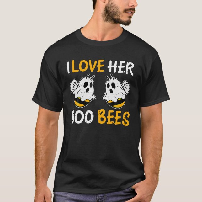 T-shirt J'Aime Son Boo Bees Drôle Costume Couple Halloween (Devant)