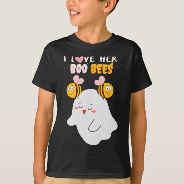 T-shirt J'Aime Son Boo Bees Drôle Halloween Couple Husnd B (Devant)
