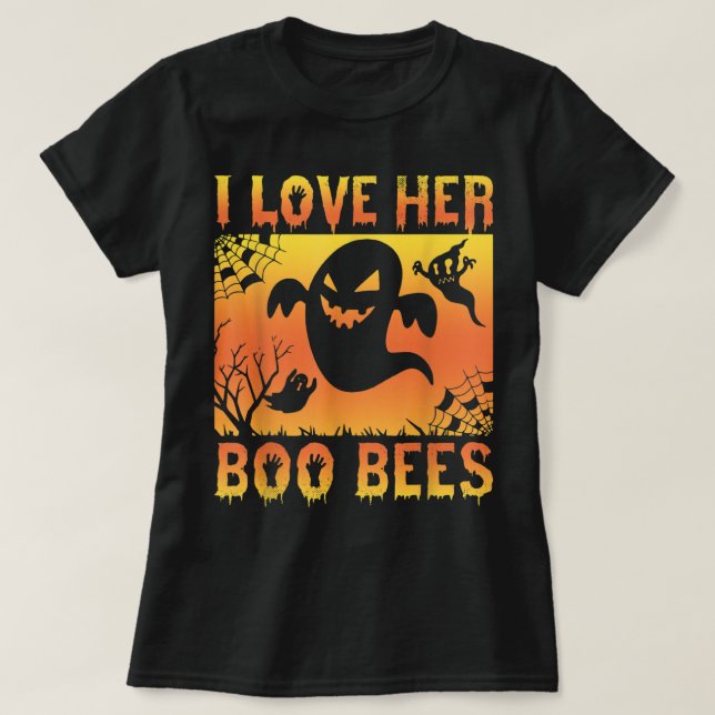 T-shirt J'Aime Son Boo Bees Ghost Halloween (Design devant)