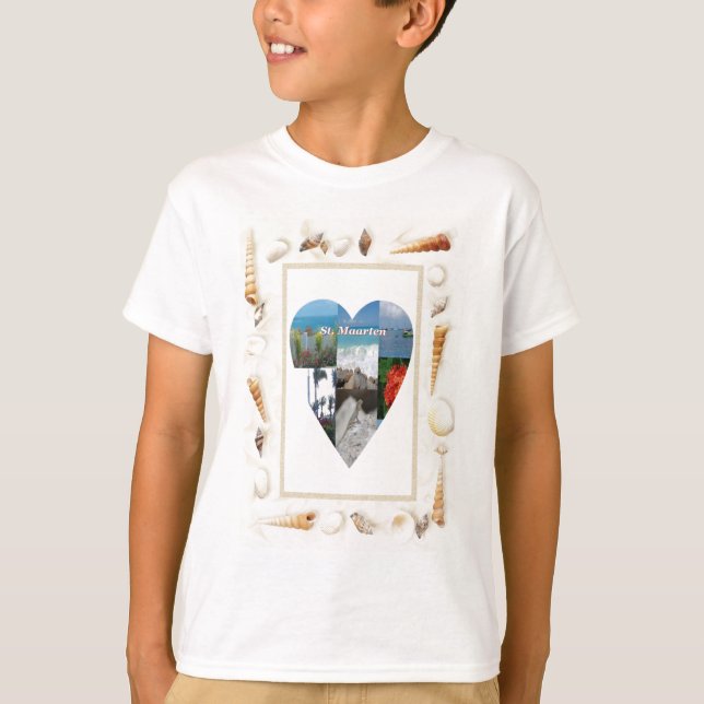 T-shirt J'aime St Maarten Coeur des coquilles -.Celeste Sh (Devant)